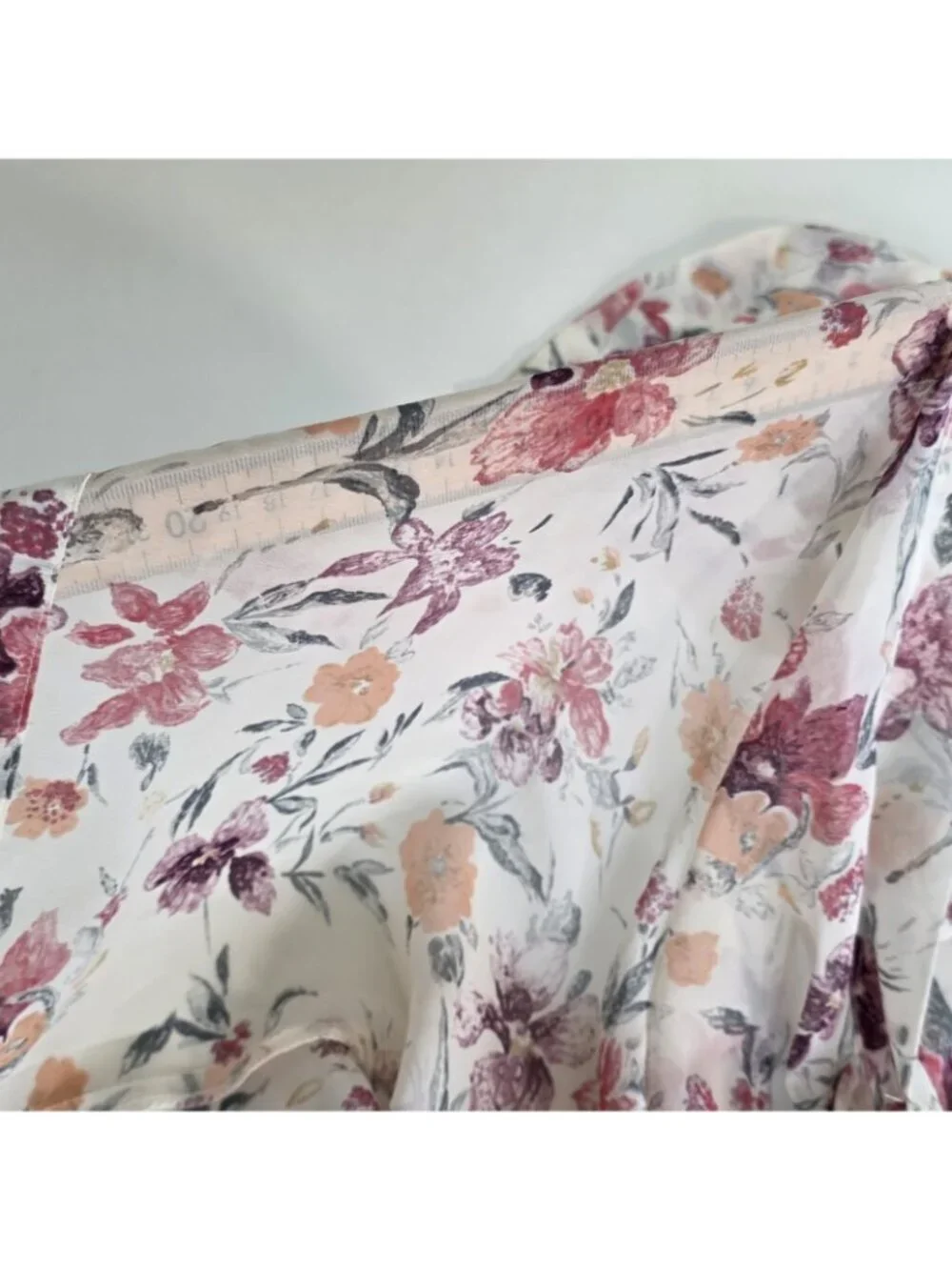 Vtg La Senza Short Kimono Robe S/M Sheer Chiffon Floral Watercolor Belt Coquette